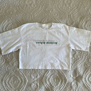 Recharge & Reset White Baggy Crop Top, H&M, Size M